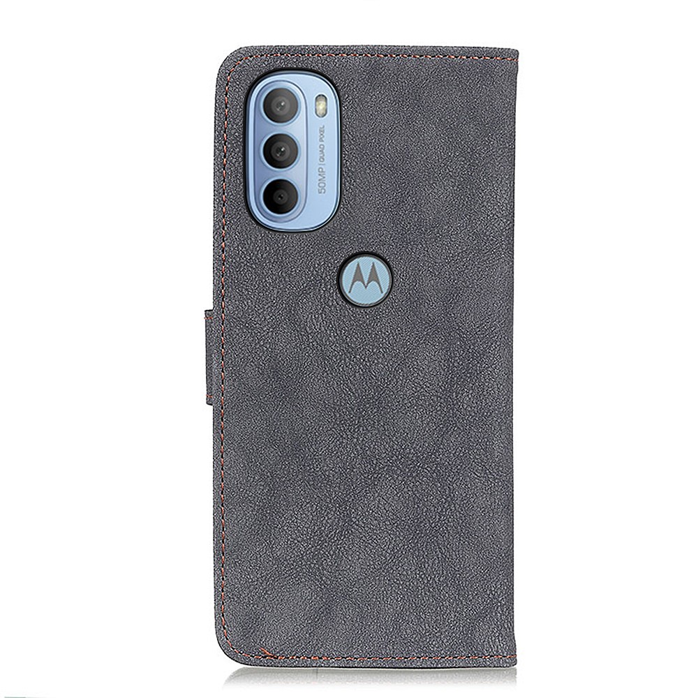 KHAZNEH KHAZNEH Motorola Moto G31 / G41 Fodral Vintage Split Läder Svart