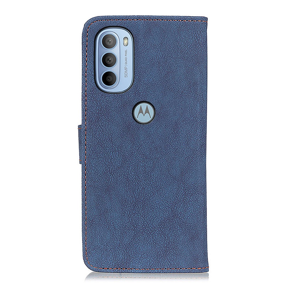 KHAZNEH KHAZNEH Motorola Moto G31 / G41 Fodral Vintage Split Läder Blå