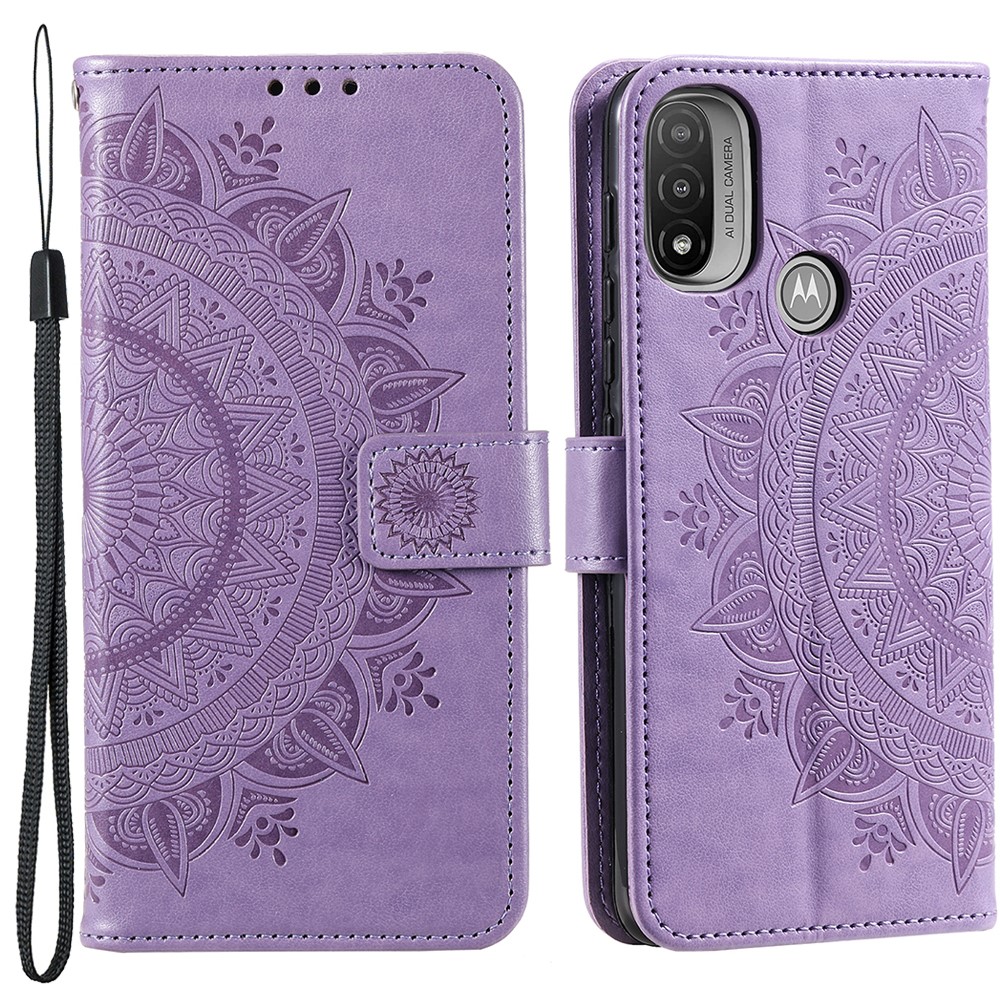  Motorola Moto E20 / E40 Fodral Mandala Läder Lila
