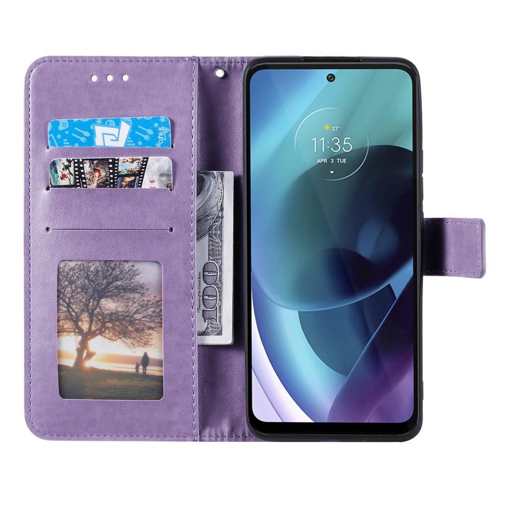  Motorola Moto G71 Fodral Mandala Läder Lila