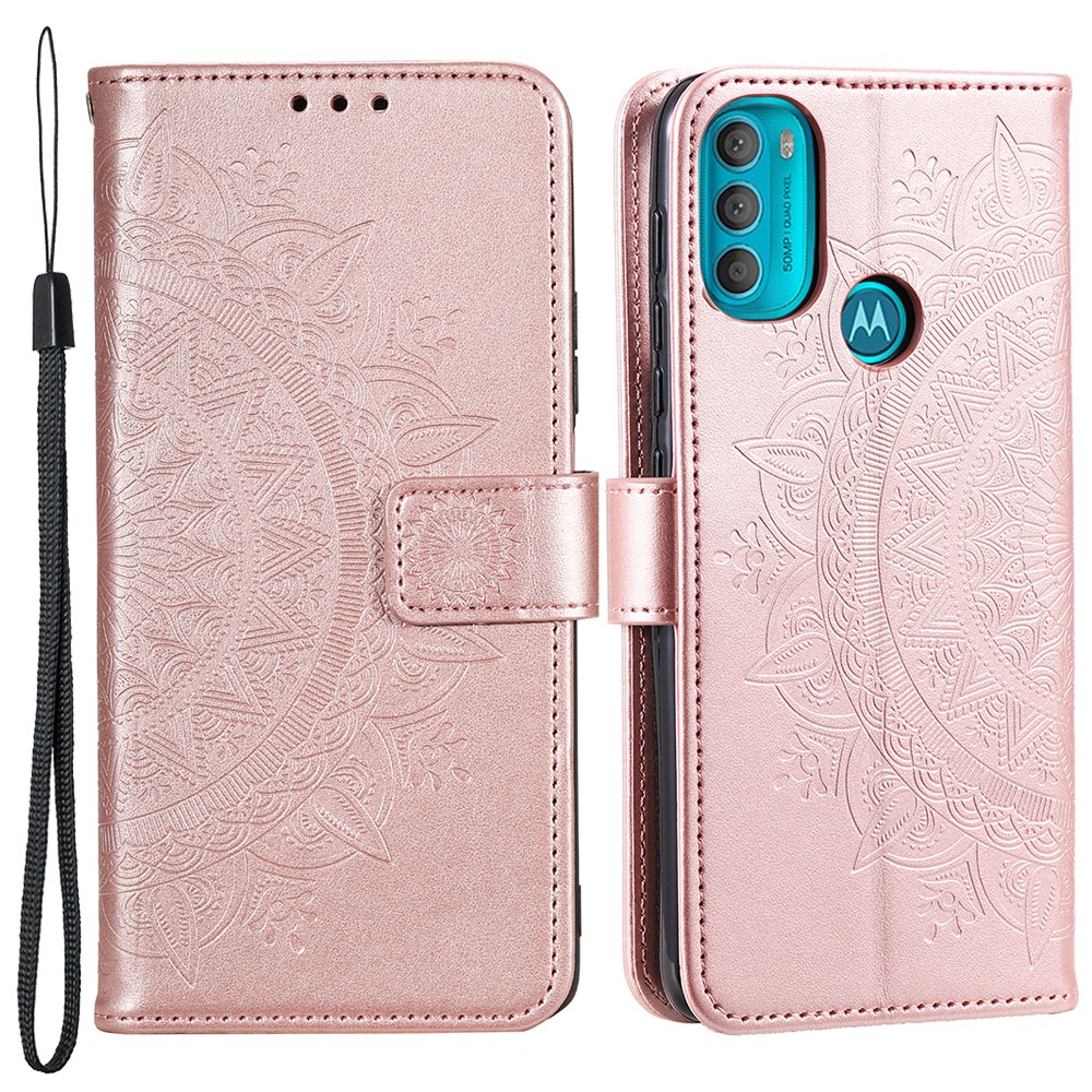  Motorola Moto G71 Fodral Mandala Läder Roséguld