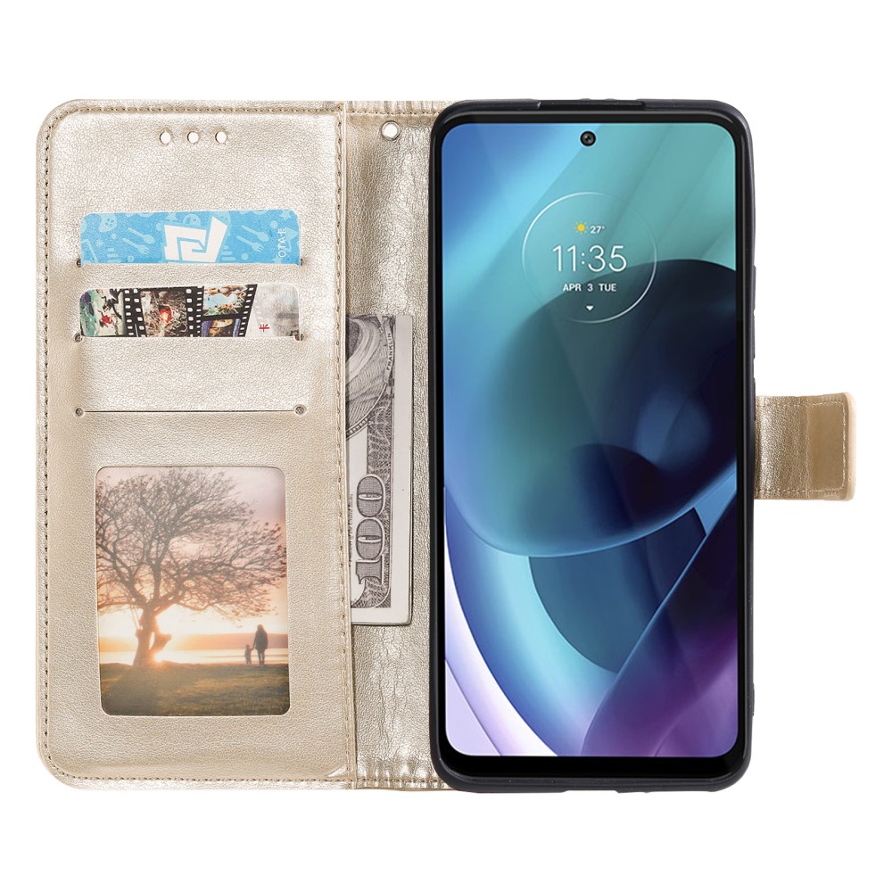  Motorola Moto G71 Fodral Mandala Läder Guld