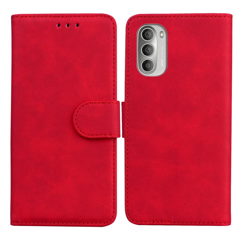  Motorola Moto G51 Fodral Skin Touch Läder Röd