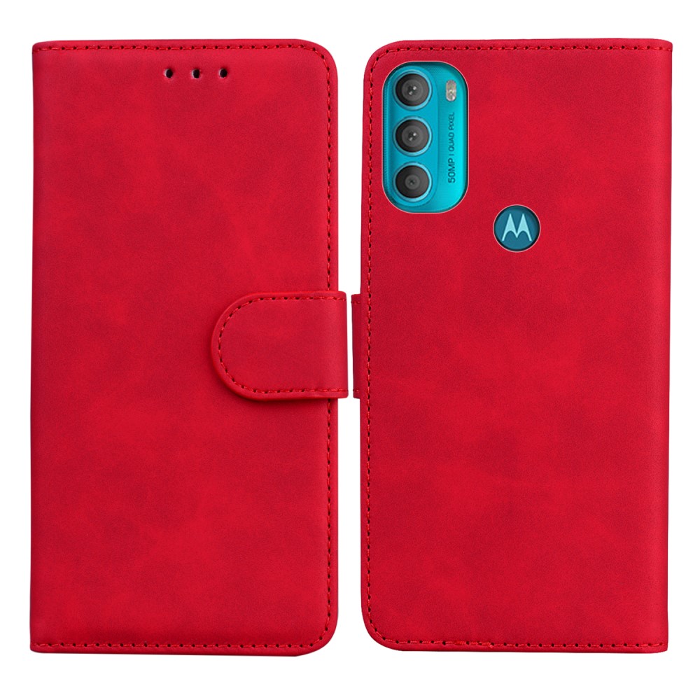  Motorola Moto G71 Fodral Skin Touch Läder Röd