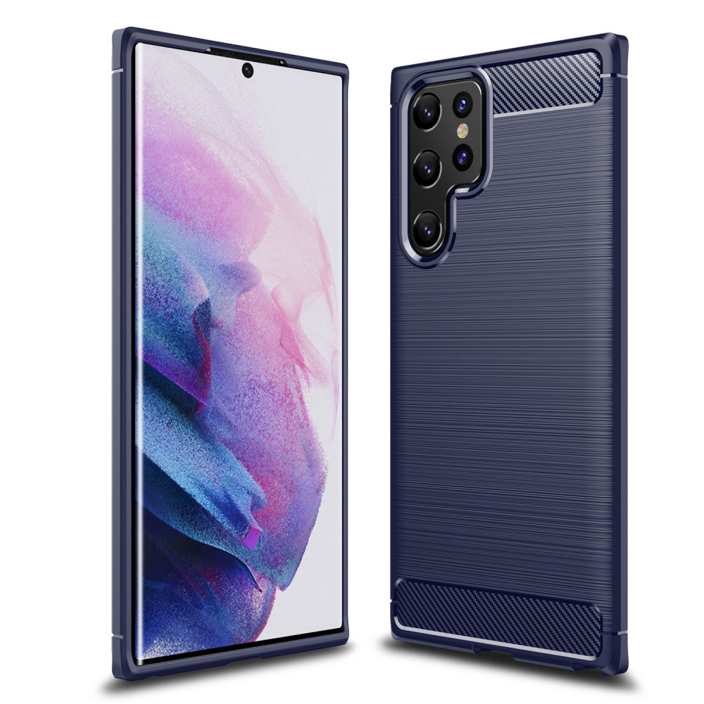  Samsung Galaxy S22 Ultra Skal Borstad Stål Textur Blå