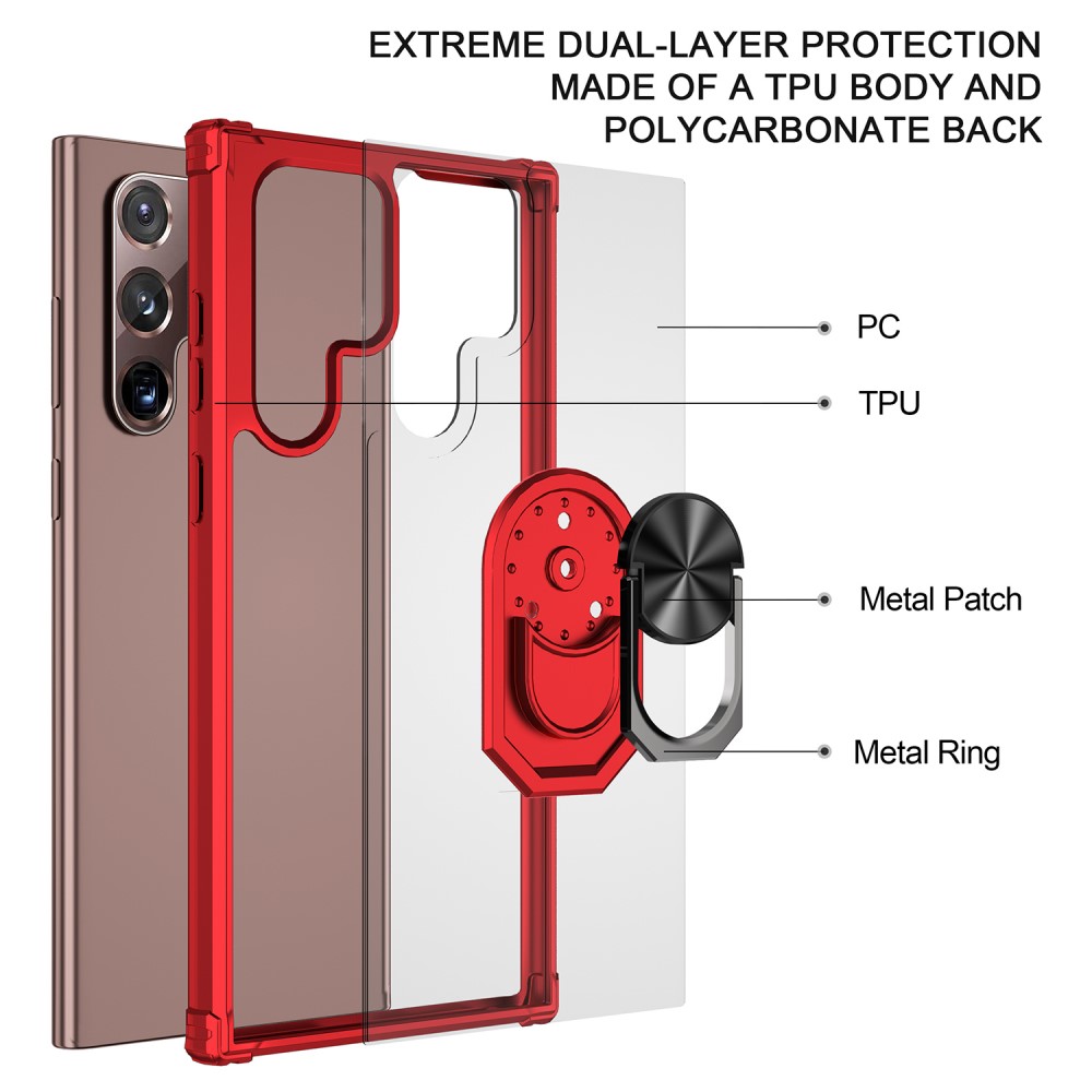  Samsung Galaxy S22 Ultra Skal Shockproof Ring Blå