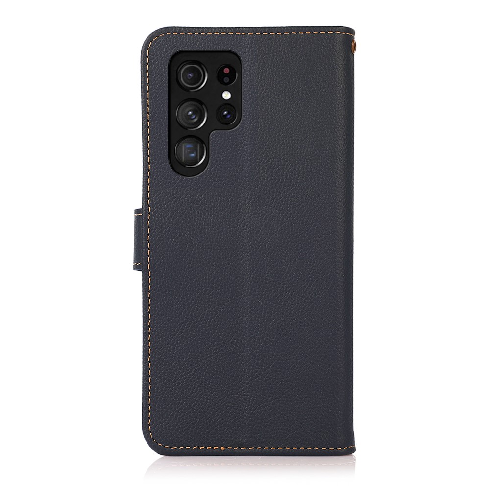 KHAZNEH KHAZNEH Samsung Galaxy S22 Ultra Fodral Äkta Läder Blå