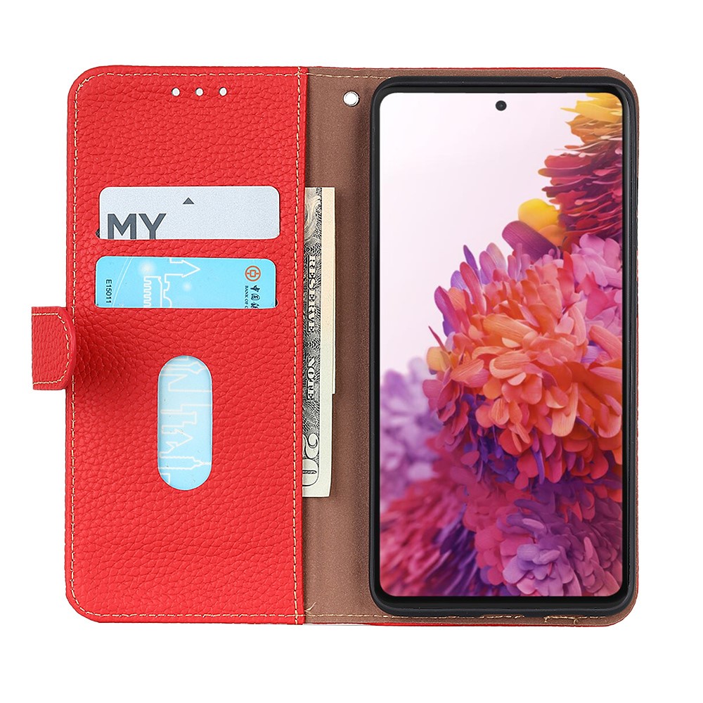 KHAZNEH KHAZNEH Samsung Galaxy S22 Ultra Fodral Litchi Äkta Läder Röd