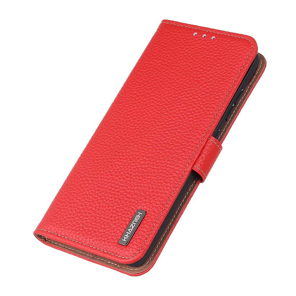 KHAZNEH KHAZNEH Samsung Galaxy S22 Ultra Fodral Litchi Äkta Läder Röd