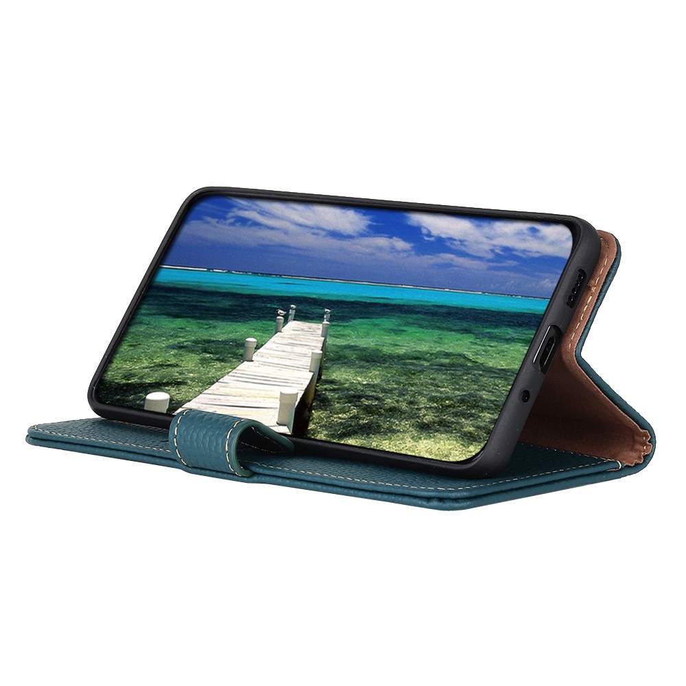 KHAZNEH KHAZNEH Samsung Galaxy S22 Ultra Fodral Litchi Äkta Läder Grön