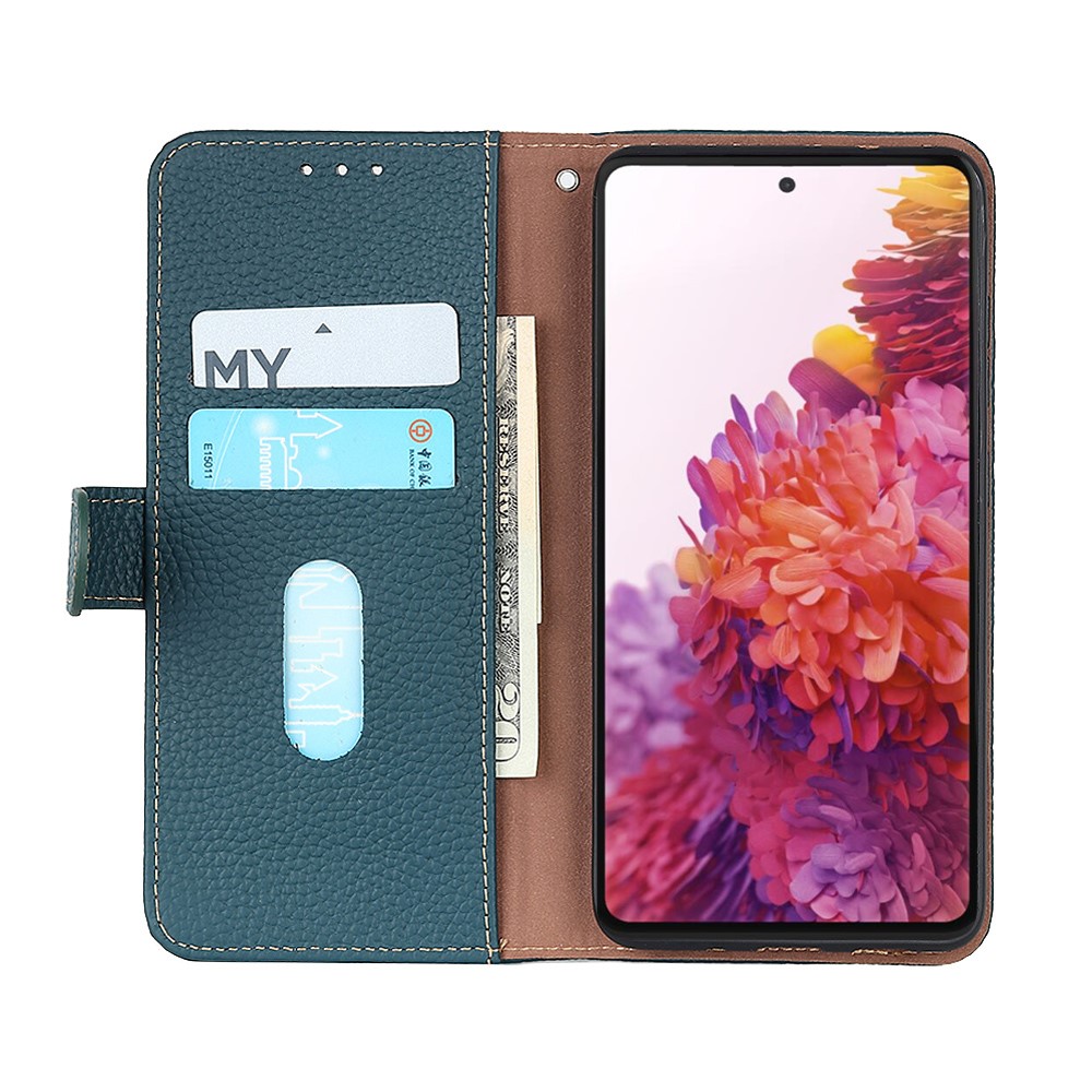 KHAZNEH KHAZNEH Samsung Galaxy S22 Ultra Fodral Litchi Äkta Läder Grön