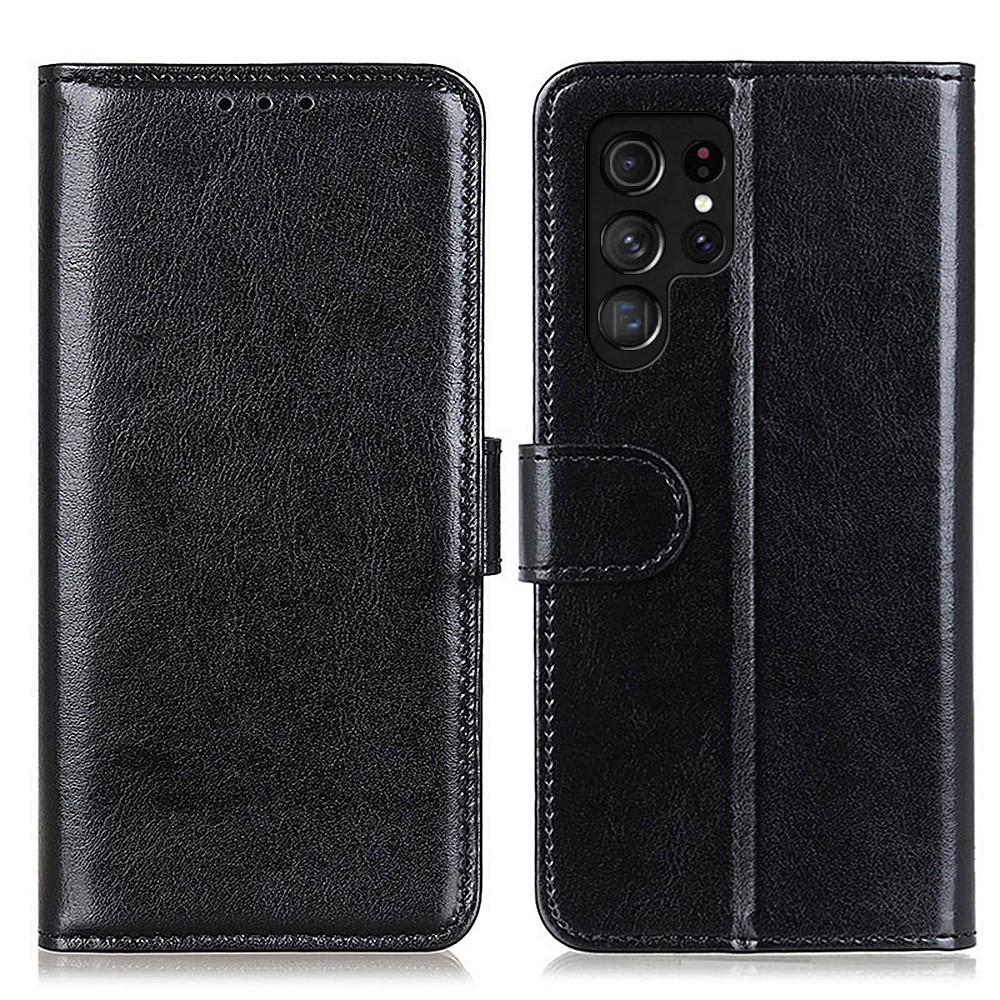  Samsung Galaxy S22 Ultra Fodral Crazy Horse Läder Svart