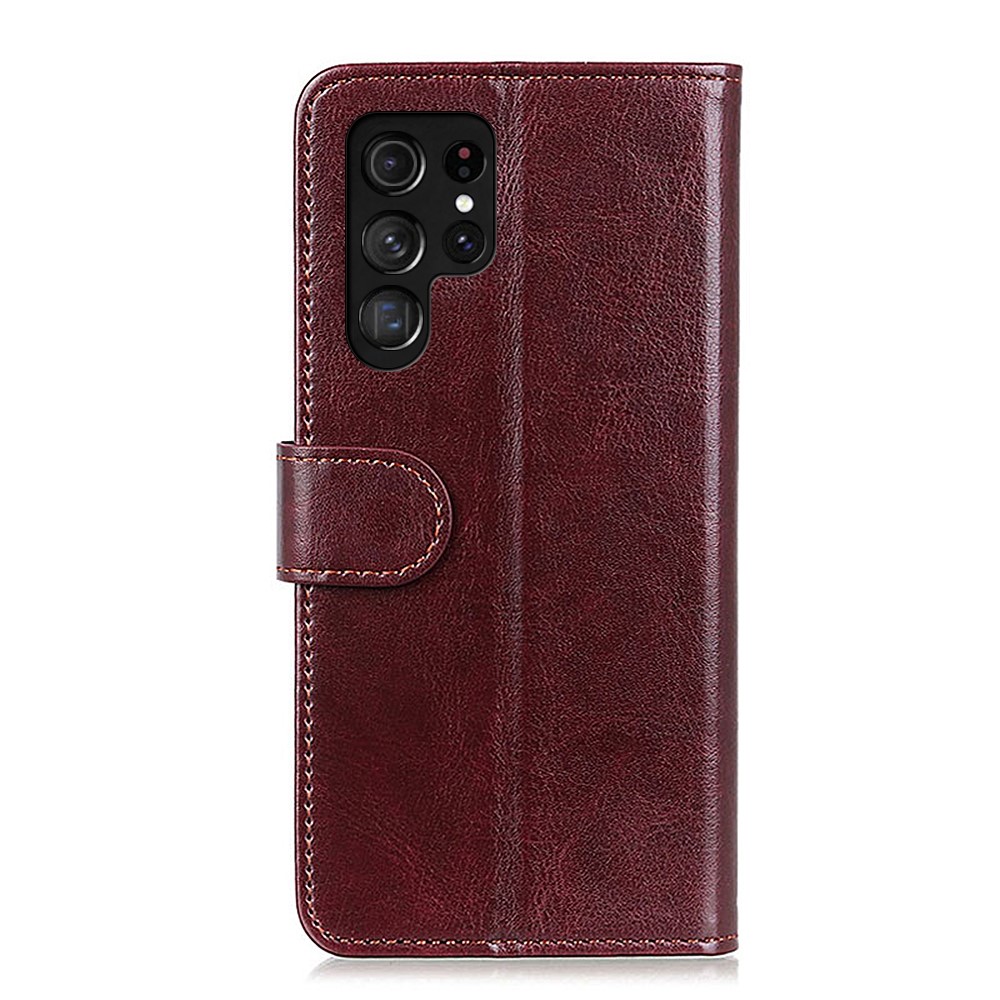  Samsung Galaxy S22 Ultra Fodral Crazy Horse Läder Brun
