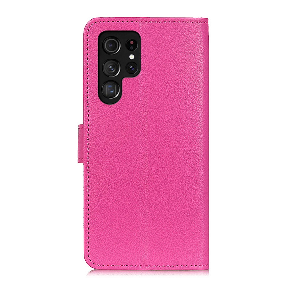  Samsung Galaxy S22 Ultra Fodral Litchi Läder Rosa