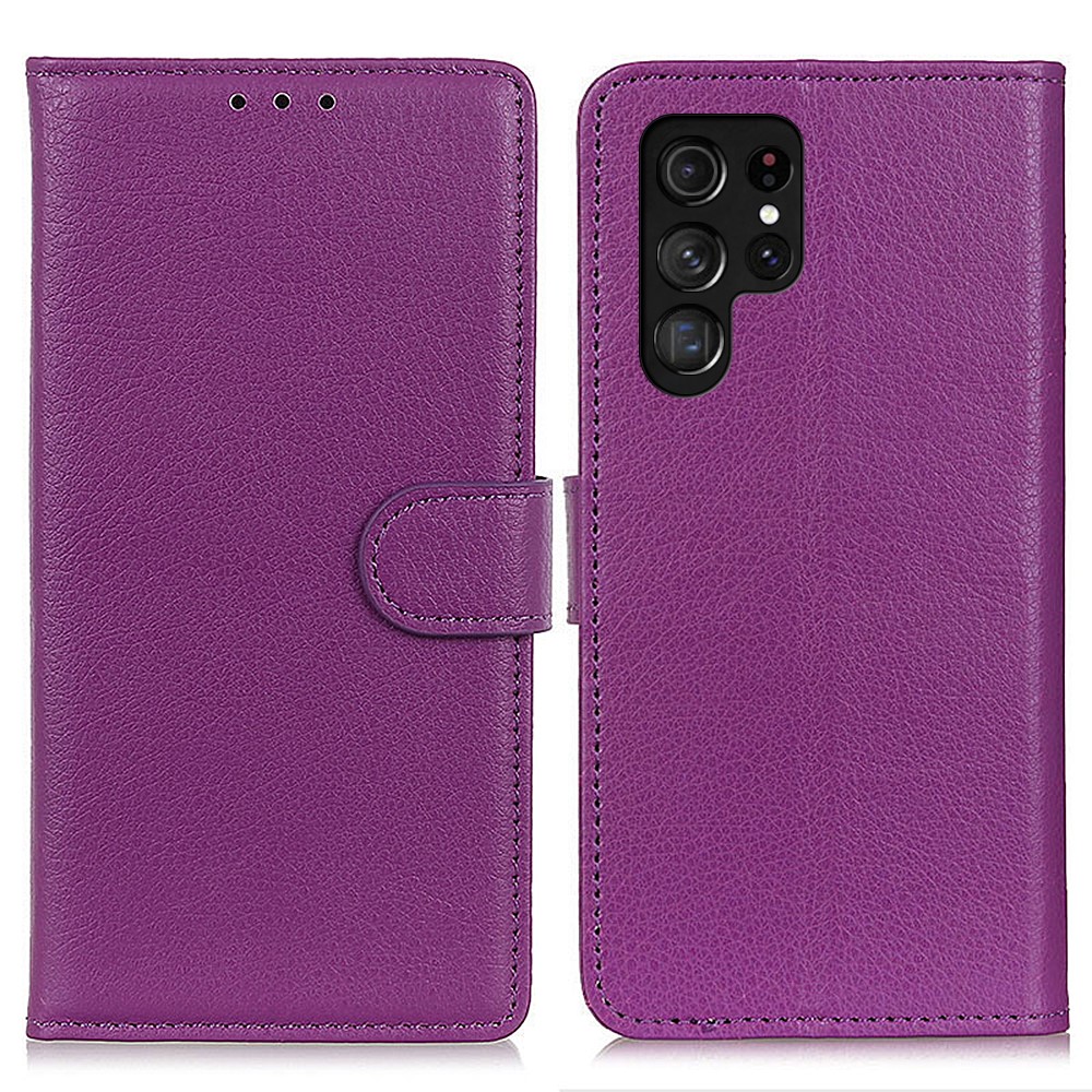  Samsung Galaxy S22 Ultra Fodral Litchi Läder Lila