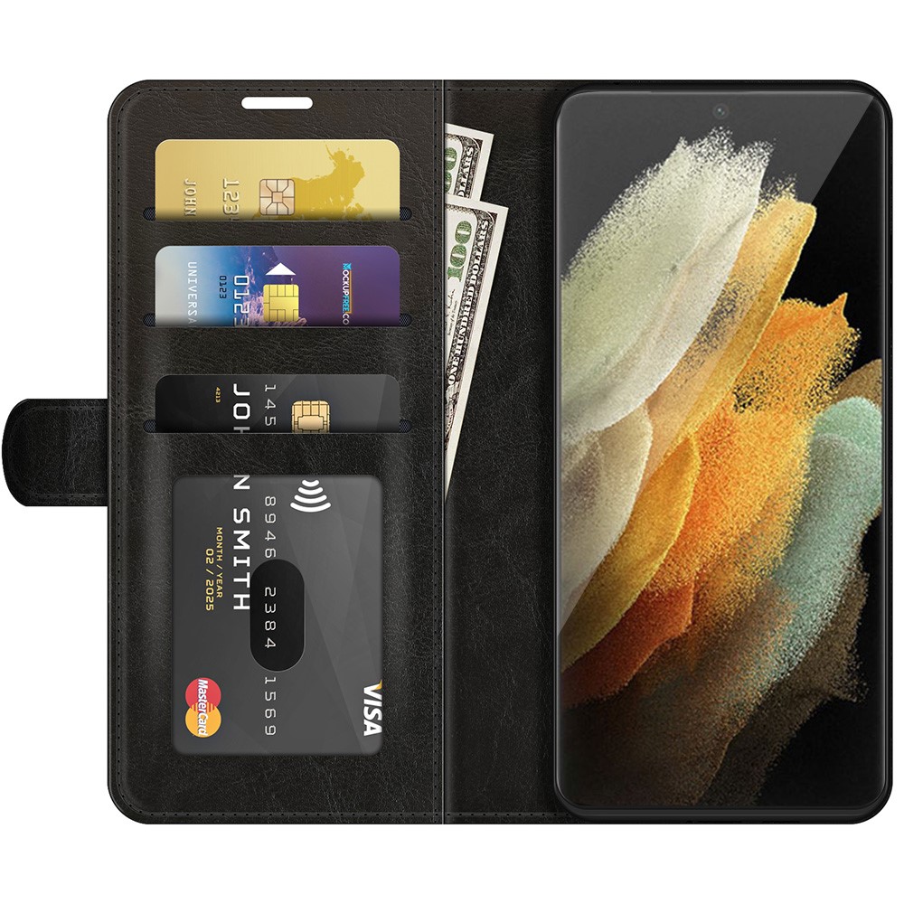  Samsung Galaxy S22 Ultra Fodral Crazy Horse Svart