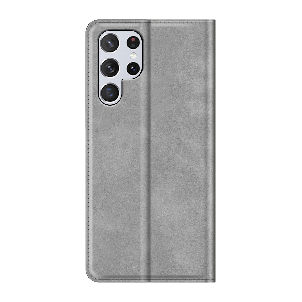  Samsung Galaxy S22 Ultra Fodral Flip Läder Grå