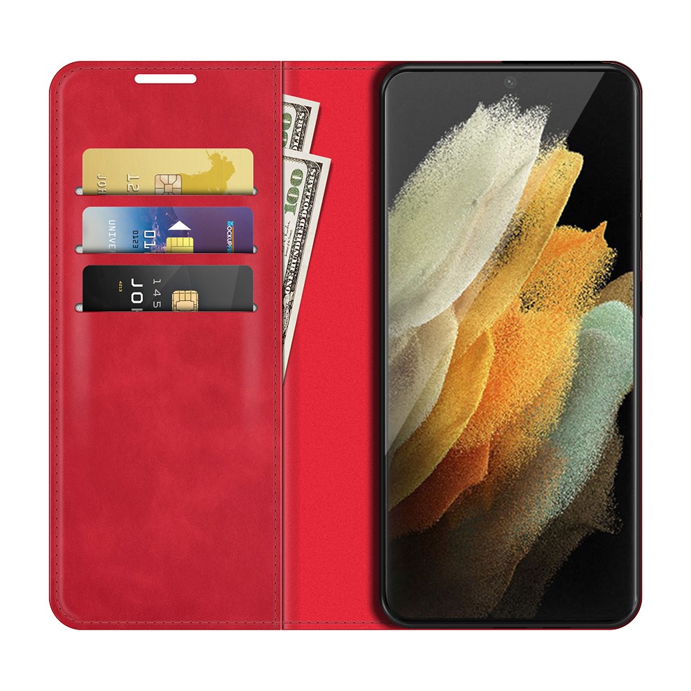  Samsung Galaxy S22 Ultra Fodral Flip Läder Röd