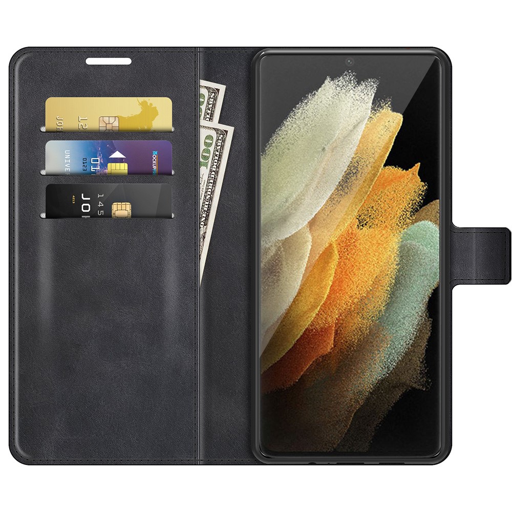  Samsung Galaxy S22 Ultra Fodral Solid Läder Svart