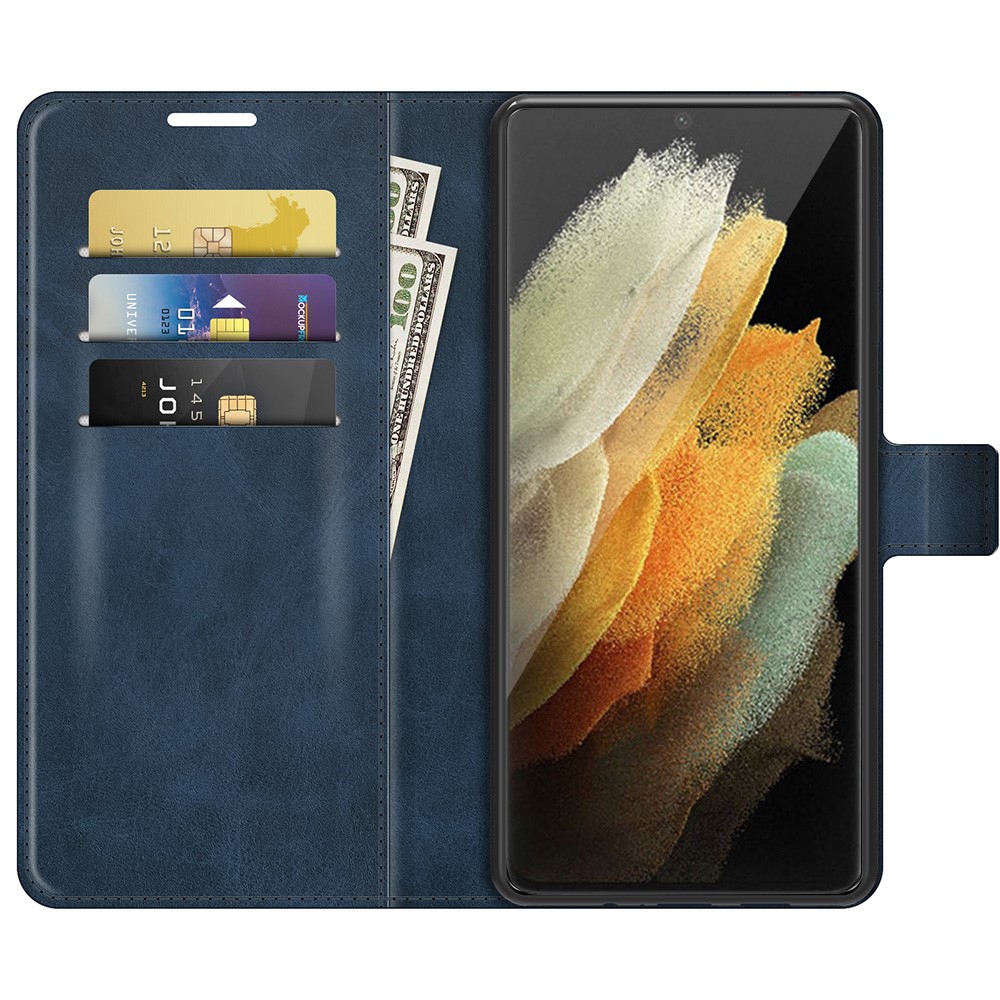  Samsung Galaxy S22 Ultra Fodral Solid Läder Blå