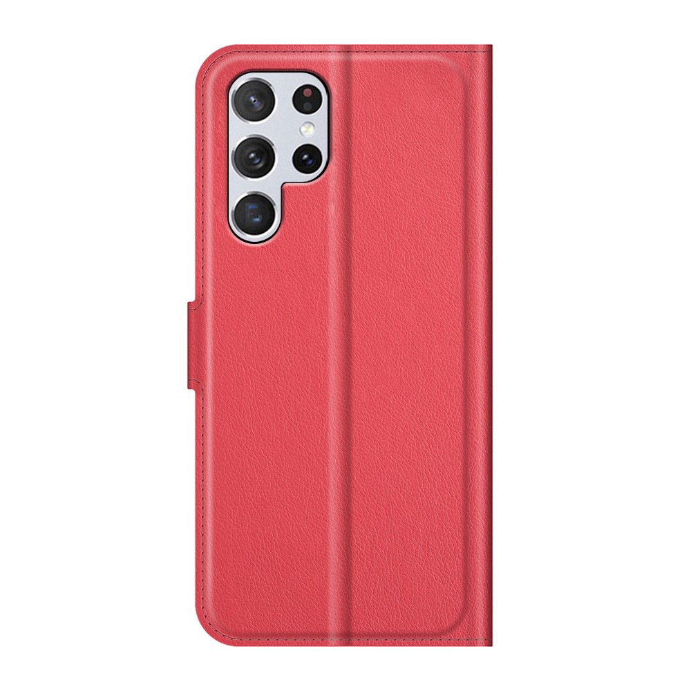 Samsung Galaxy S22 Ultra Fodral Litchi Läder Röd