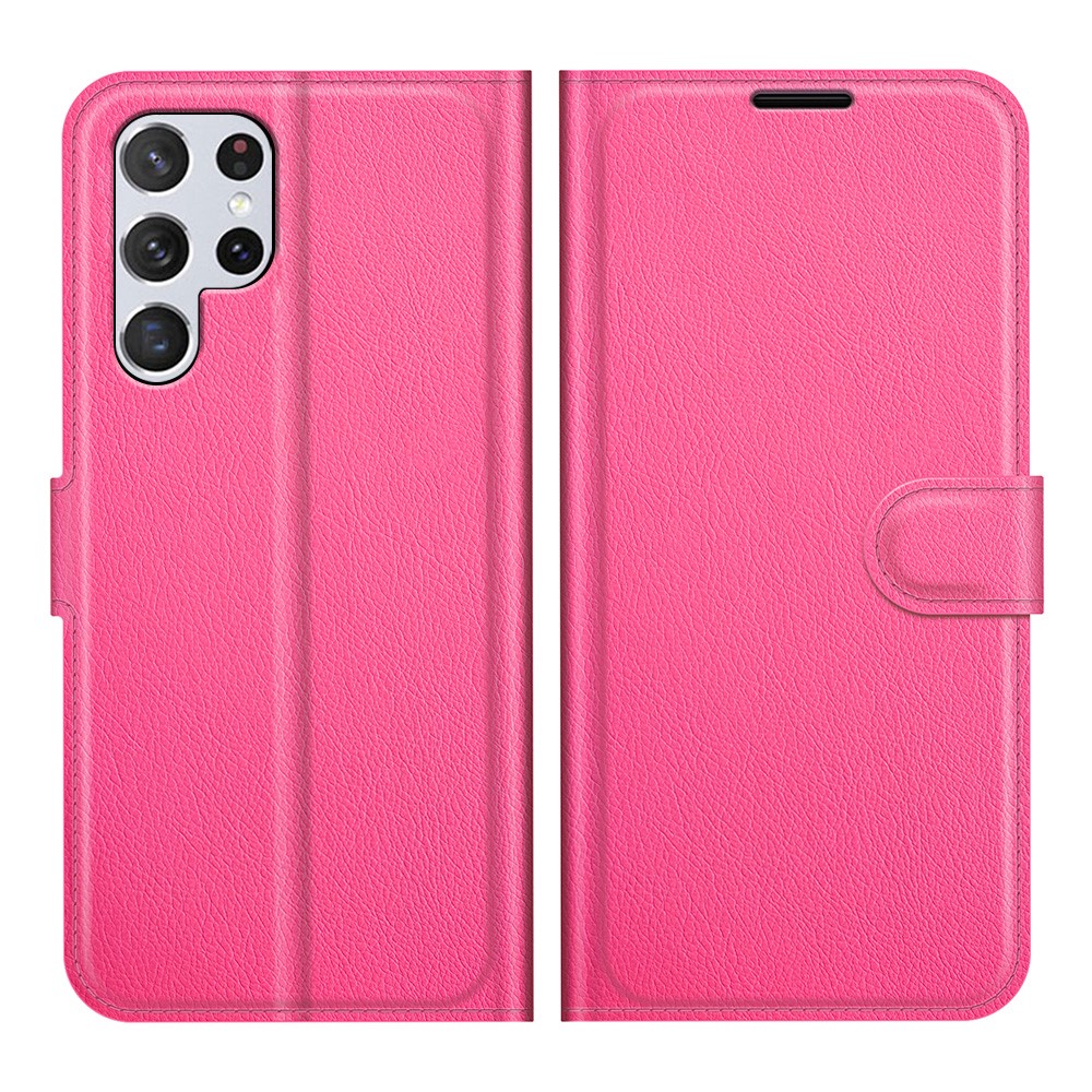  Samsung Galaxy S22 Ultra Fodral Litchi Läder Rosa