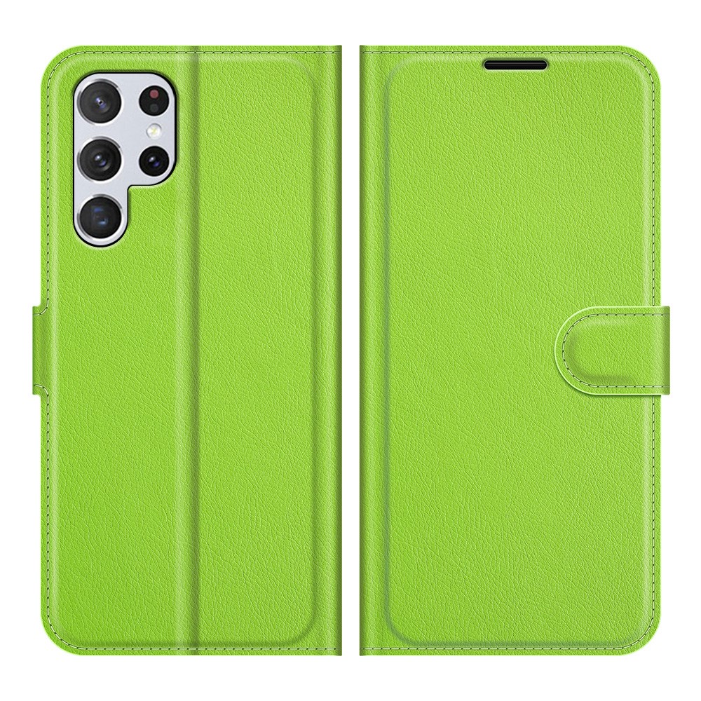  Samsung Galaxy S22 Ultra Fodral Litchi Läder Grön