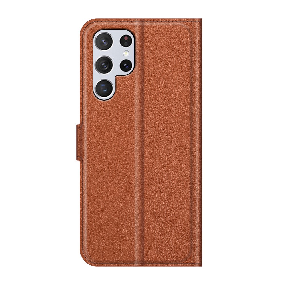  Samsung Galaxy S22 Ultra Fodral Litchi Läder Brun