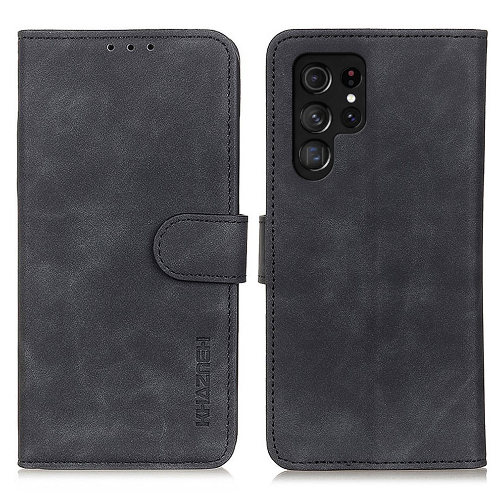 KHAZNEH KHAZNEH Samsung Galaxy S22 Ultra Fodral Retro Läder Svart