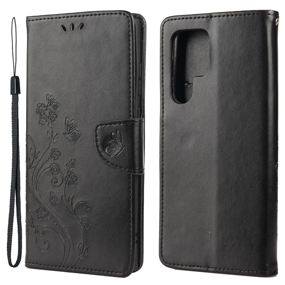  Samsung Galaxy S22 Ultra Fodral Tryckta Fjärilar Svart