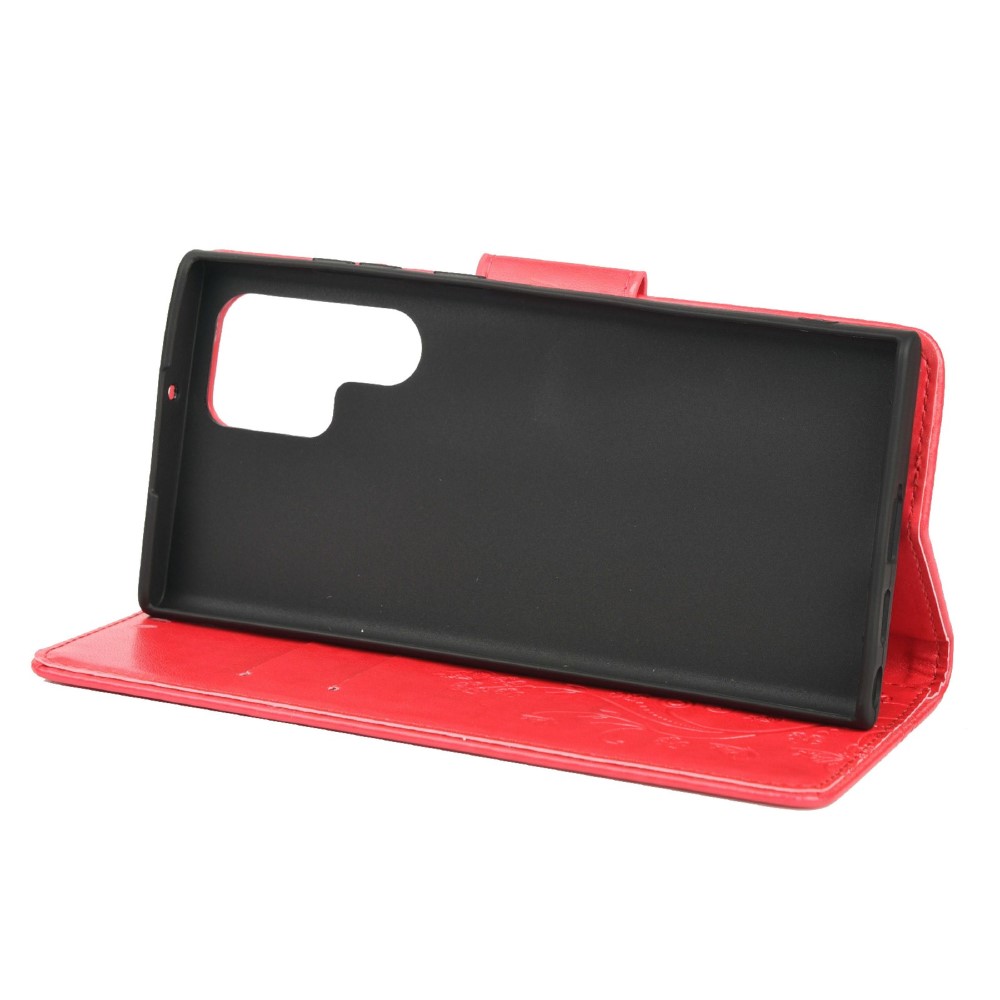  Samsung Galaxy S22 Ultra Fodral Tryckta Fjärilar Röd