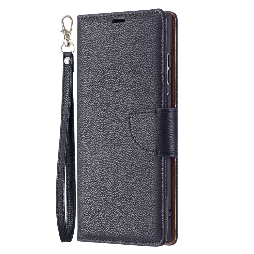  Samsung Galaxy S22 Ultra Fodral Litchi Textur Svart