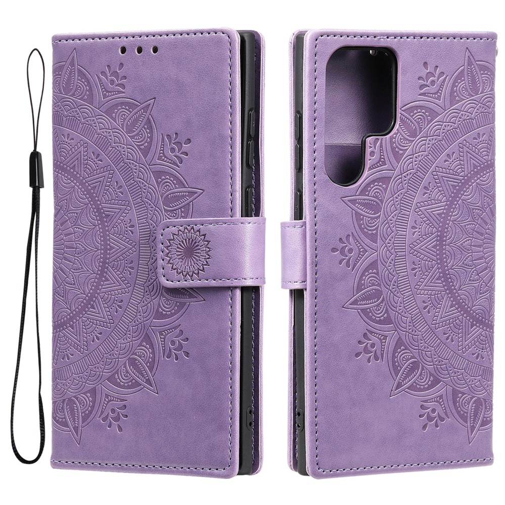  Samsung Galaxy S22 Ultra Fodral Mandala Läder Lila