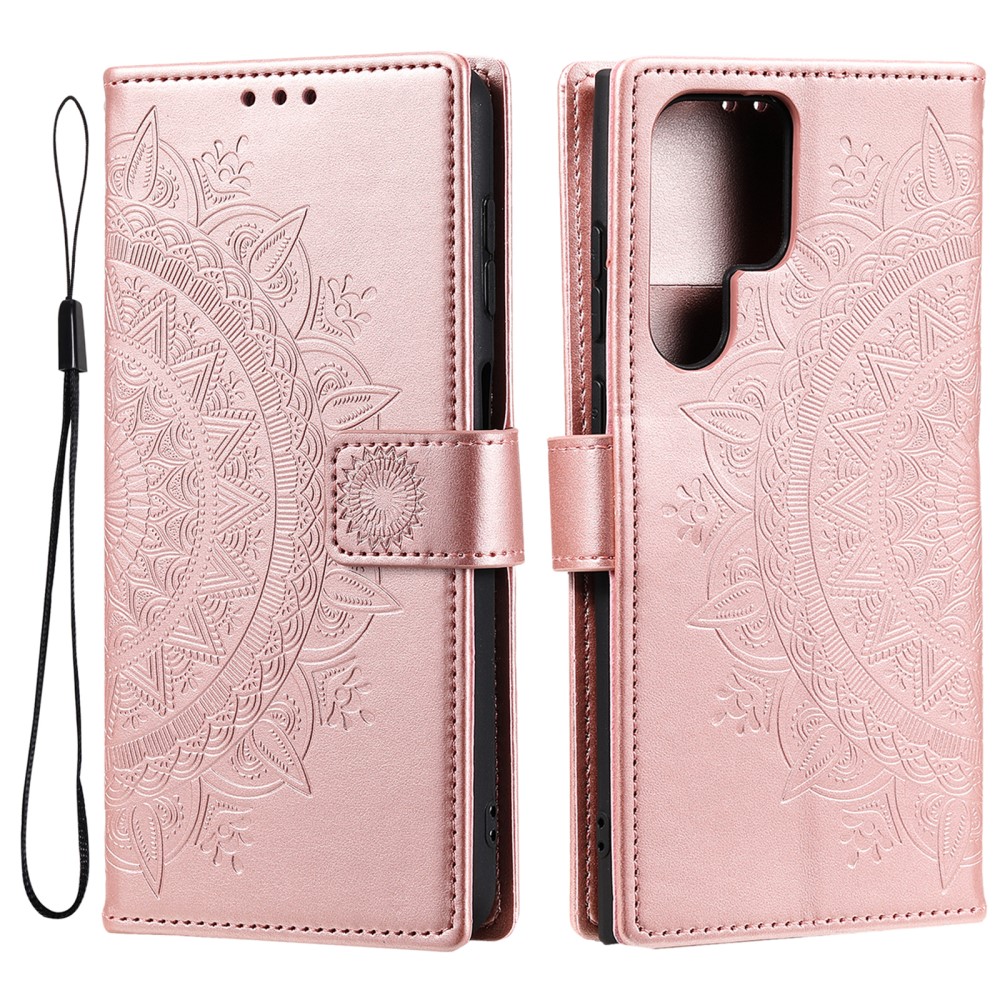  Samsung Galaxy S22 Ultra Fodral Mandala Läder Roséguld