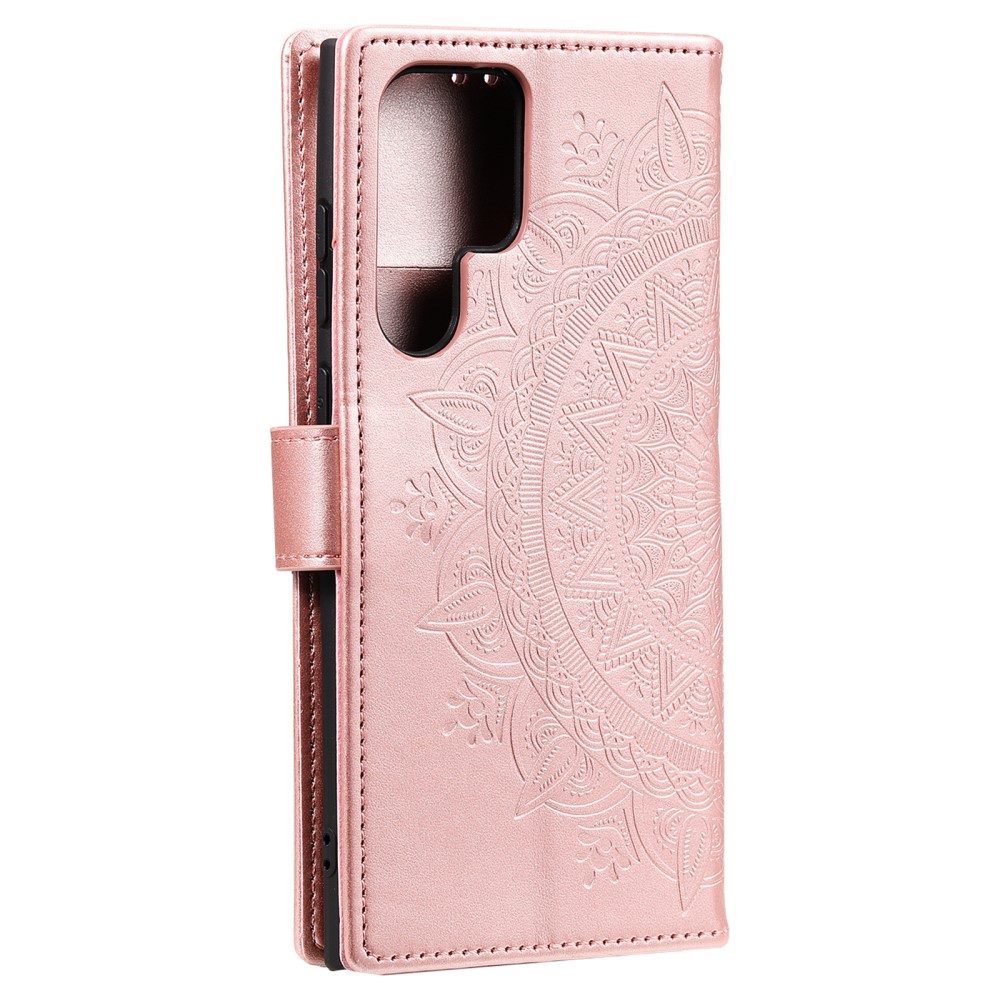  Samsung Galaxy S22 Ultra Fodral Mandala Läder Roséguld