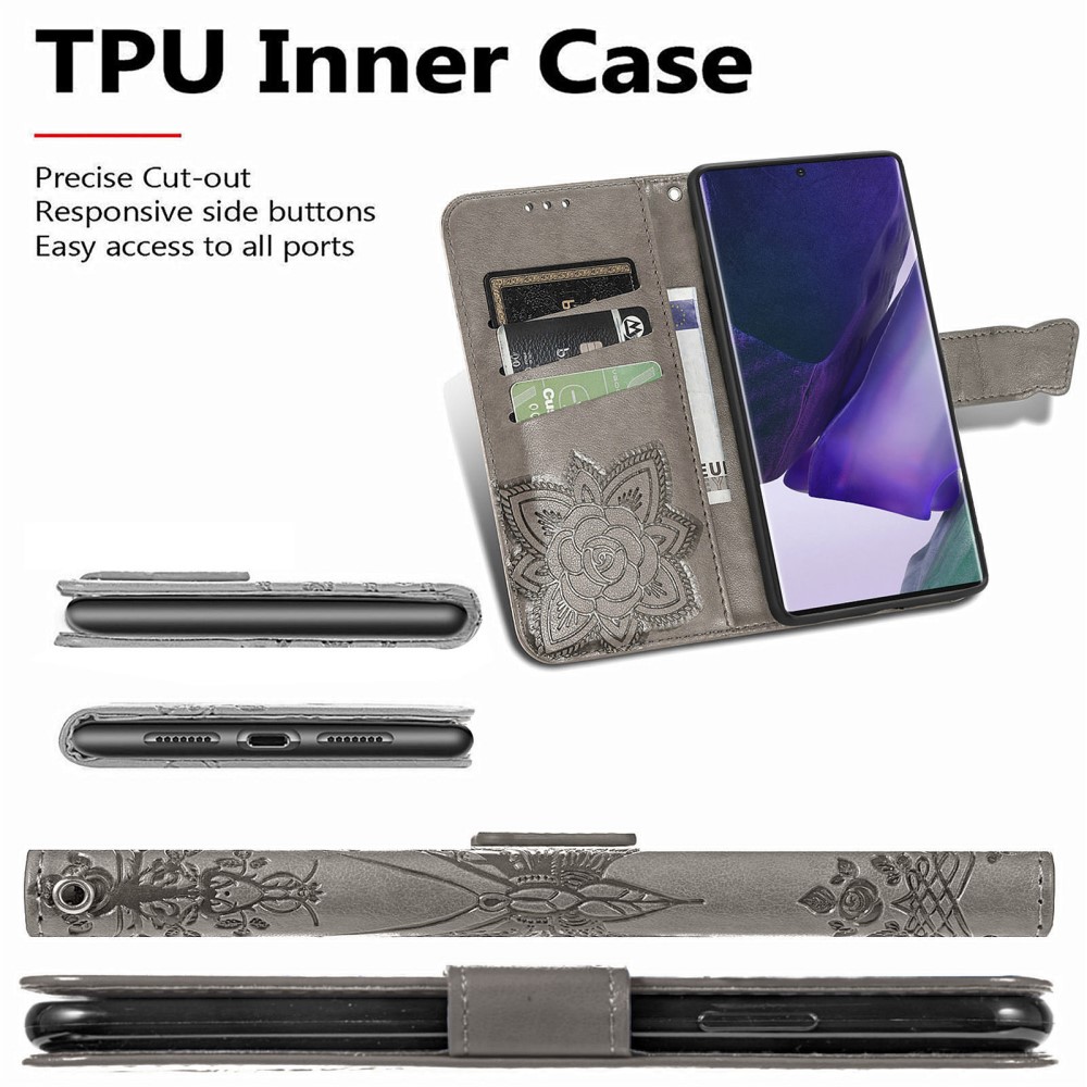  Samsung Galaxy S22 Ultra Fodral Tryckt Fjäril Grå