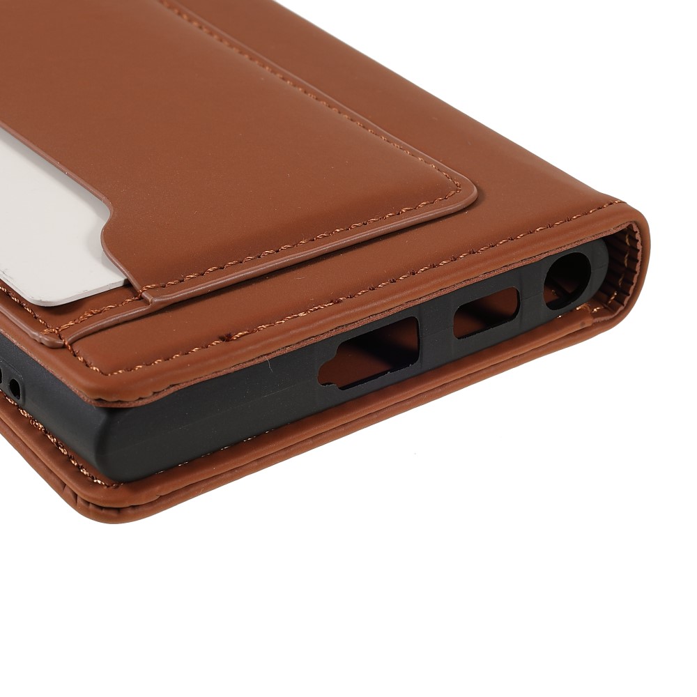  Samsung Galaxy S22 Ultra Fodral Flip Läder Med Kortfack Brun