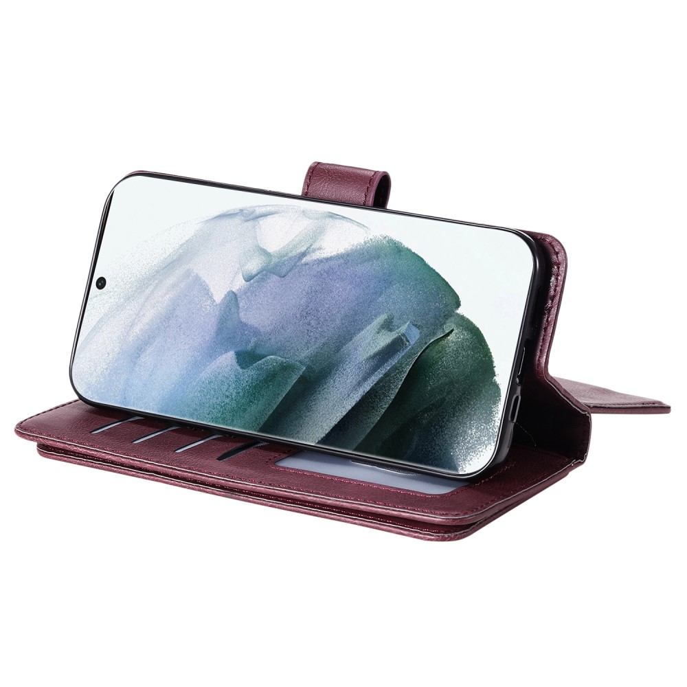  Samsung Galaxy S22 Ultra Fodral 10-korts Flerfack Vinröd