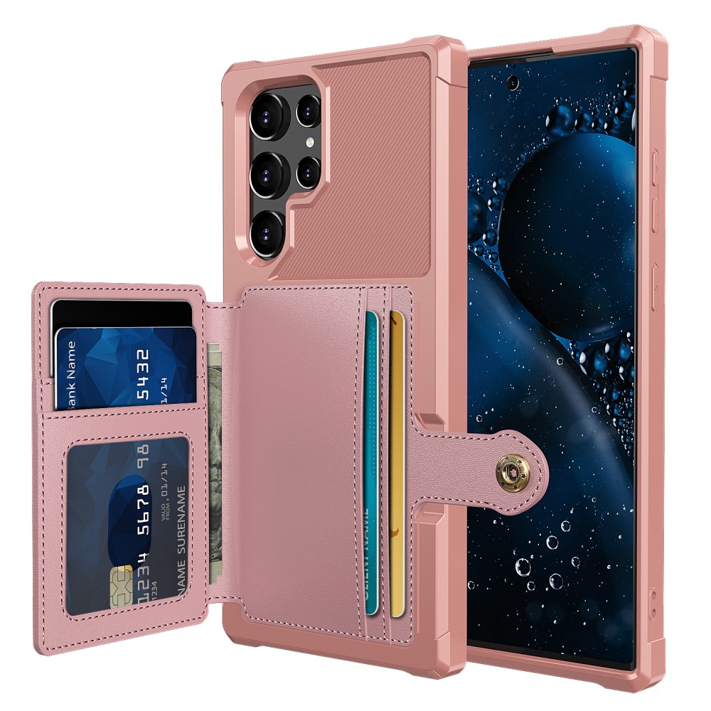  Samsung Galaxy S22 Ultra Skal Med Magnetisk Plånbok Roséguld