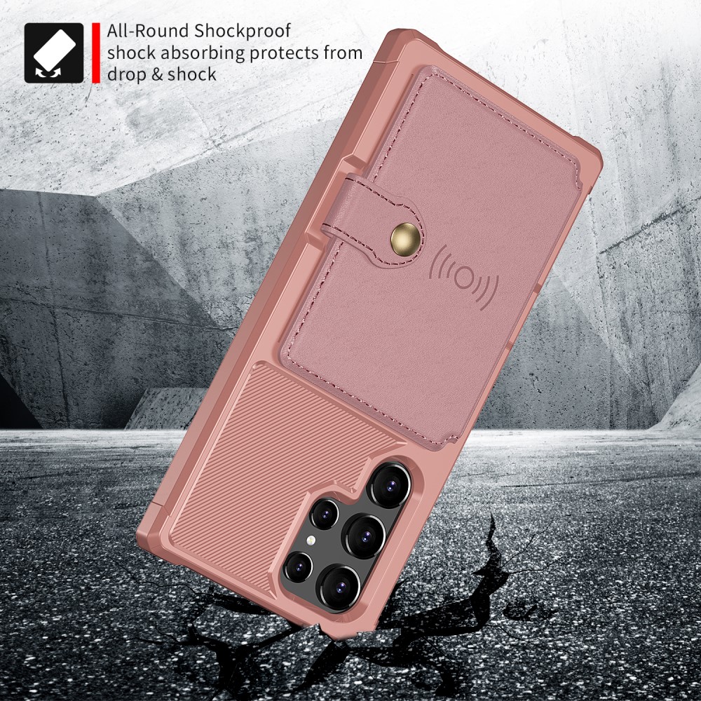  Samsung Galaxy S22 Ultra Skal Med Magnetisk Plånbok Roséguld