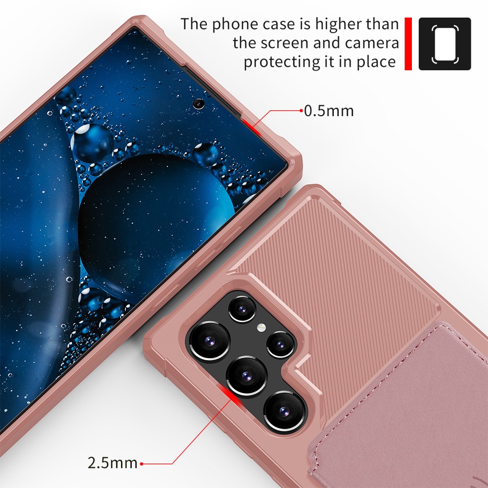  Samsung Galaxy S22 Ultra Skal Med Magnetisk Plånbok Roséguld