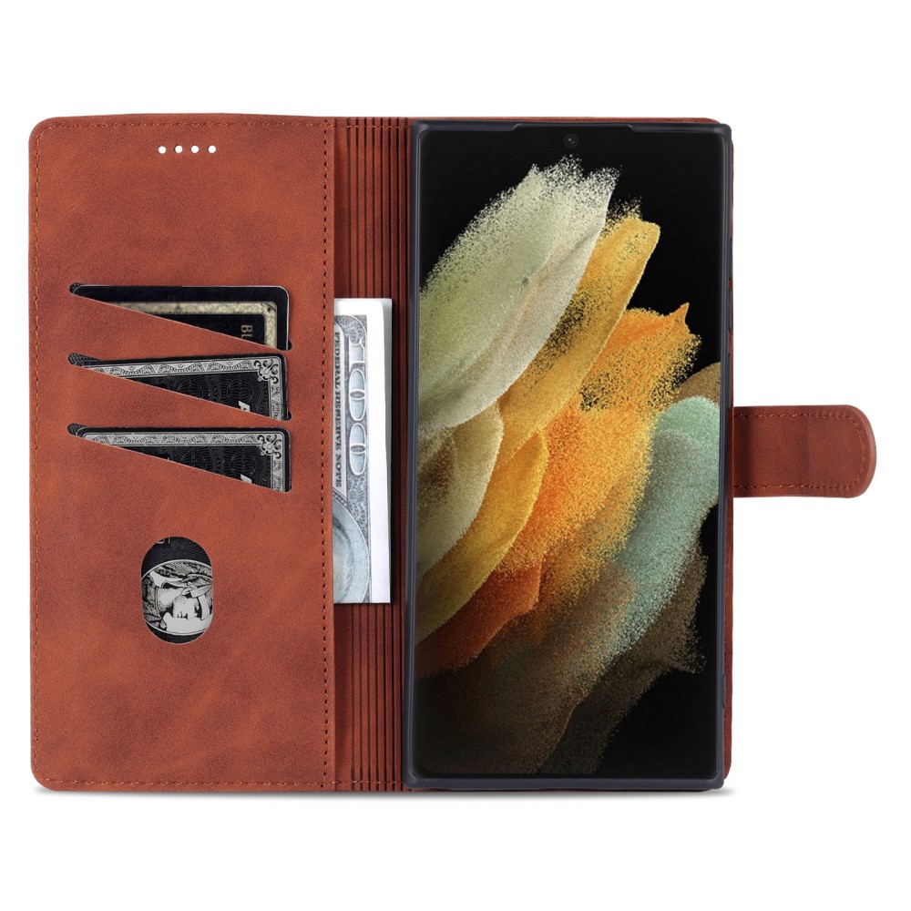 AZNS AZNS Samsung Galaxy S22 Ultra Fodral Läder Brun