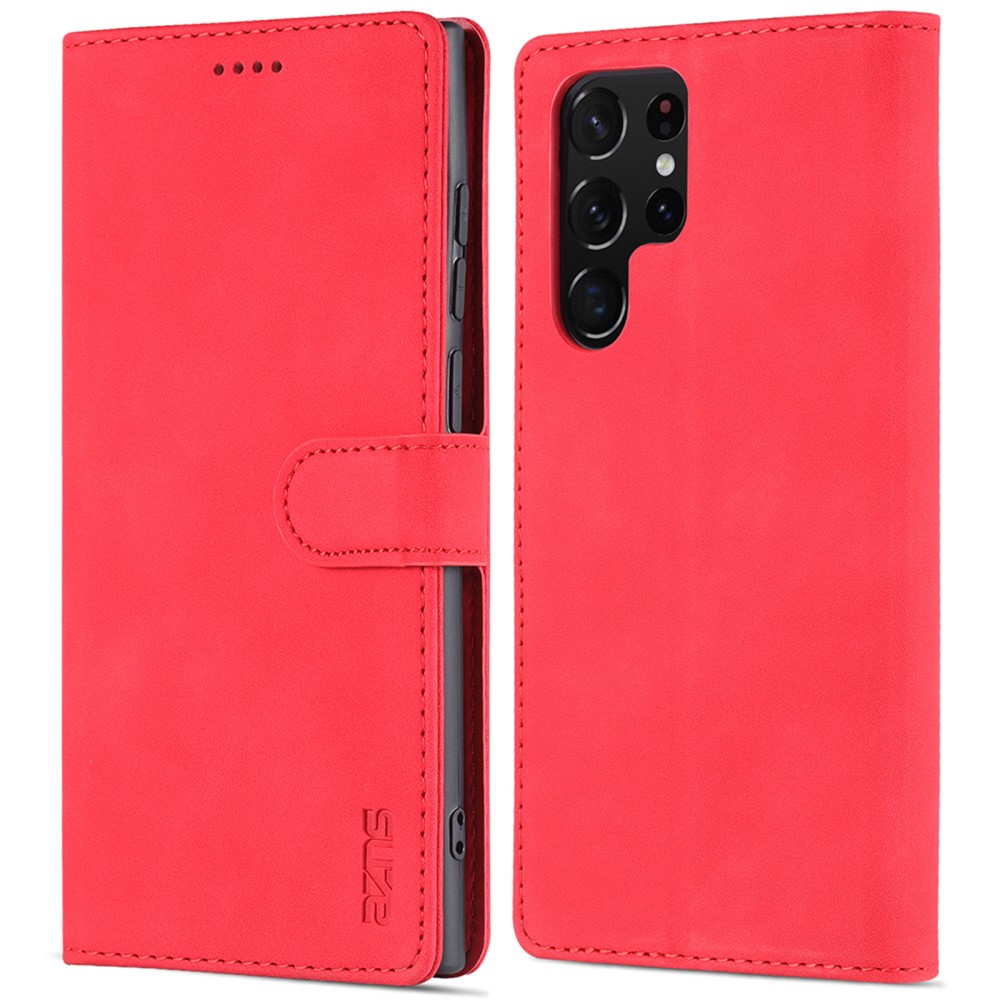 AZNS AZNS Samsung Galaxy S22 Ultra Fodral Läder Röd