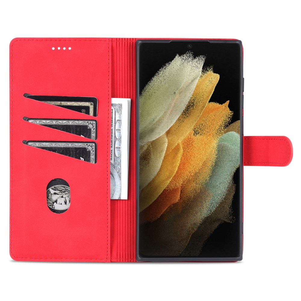 AZNS AZNS Samsung Galaxy S22 Ultra Fodral Läder Röd
