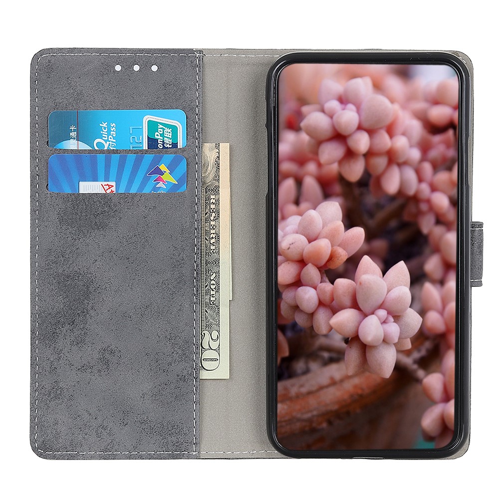  Samsung Galaxy S22 Plus Fodral Retro Läder Grå