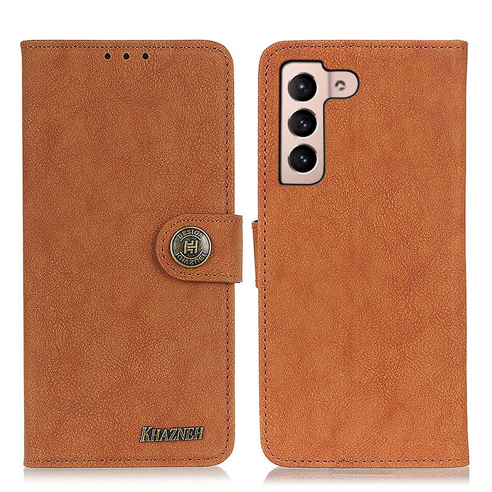 KHAZNEH KHAZNEH Samsung Galaxy S22 Plus Fodral Retro Split Läder Brun
