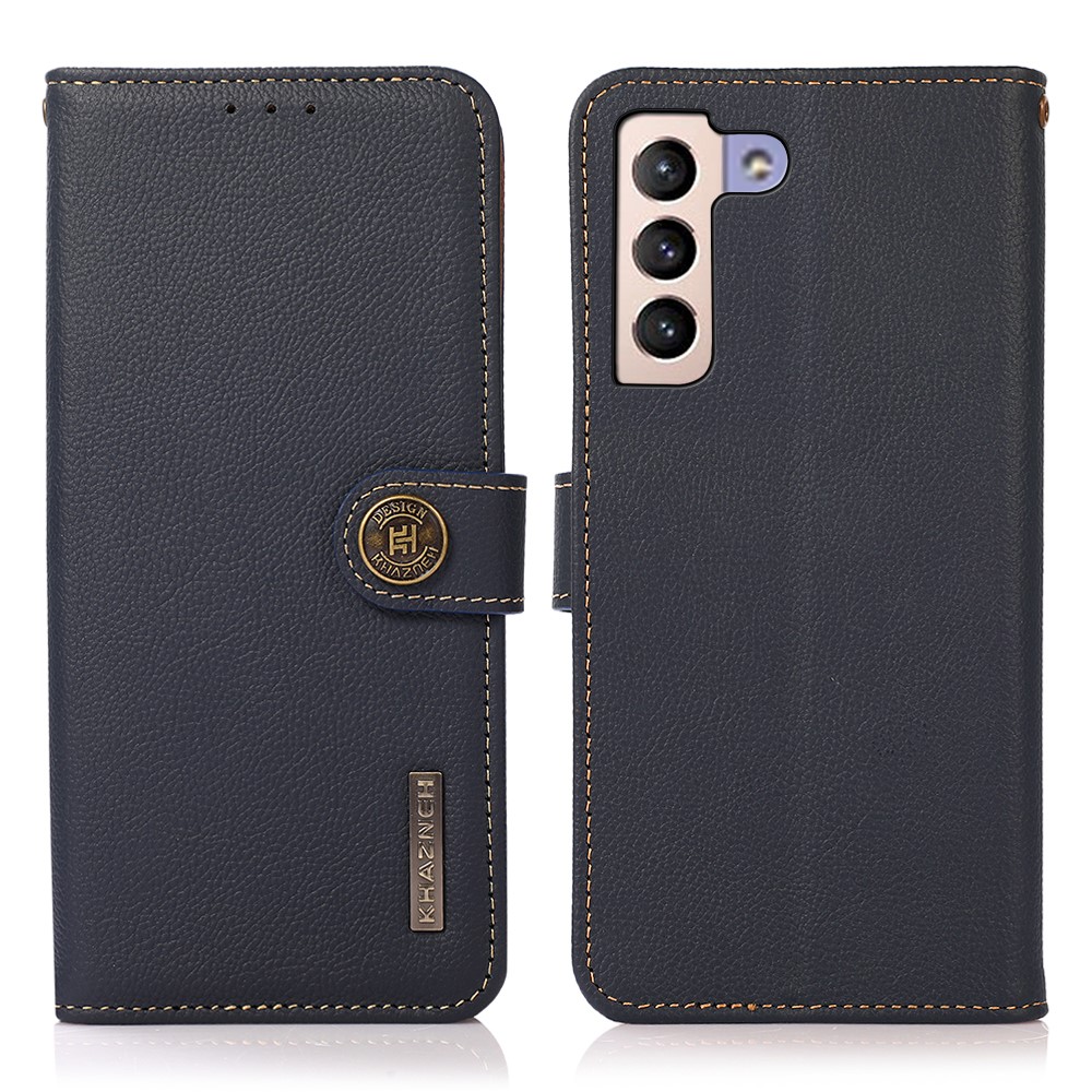 KHAZNEH KHAZNEH Samsung Galaxy S22 Plus Fodral RFID Äkta Läder Blå