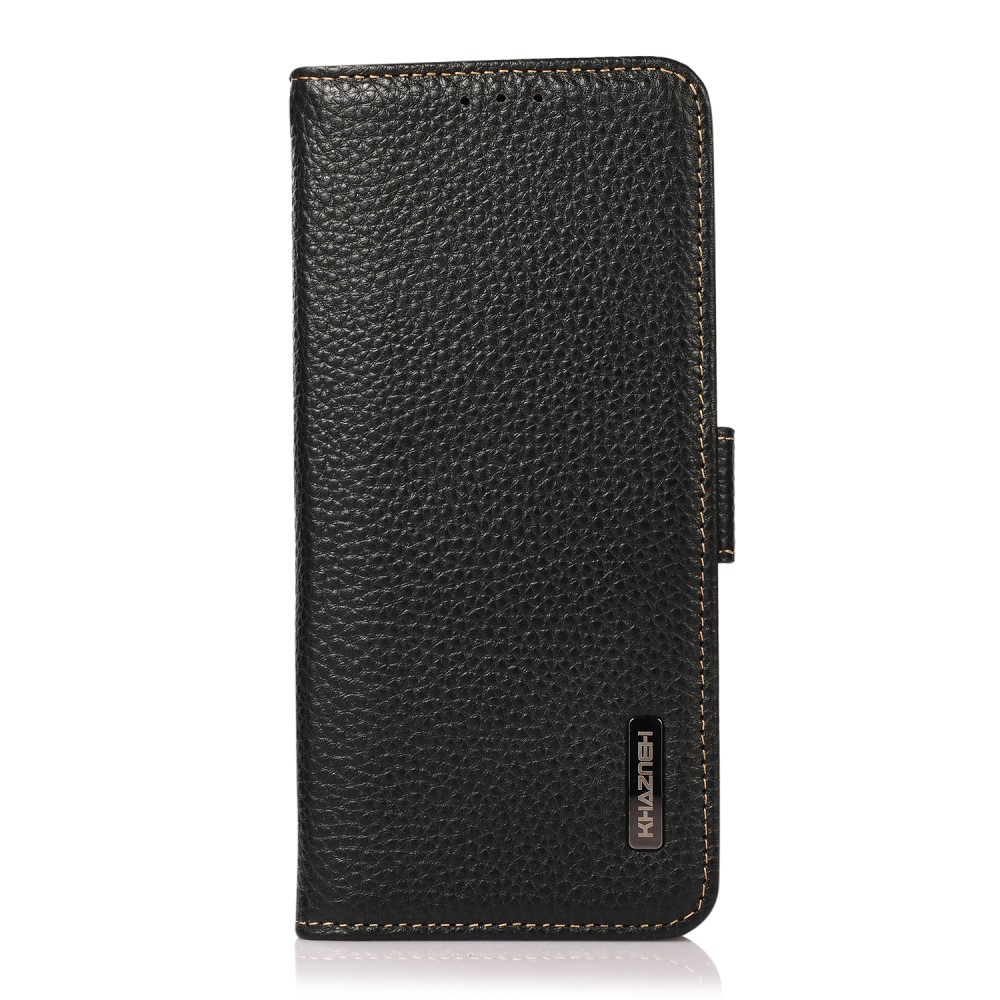 KHAZNEH KHAZNEH Samsung Galaxy S22 Plus Fodral Litchi Äkta Läder Svart
