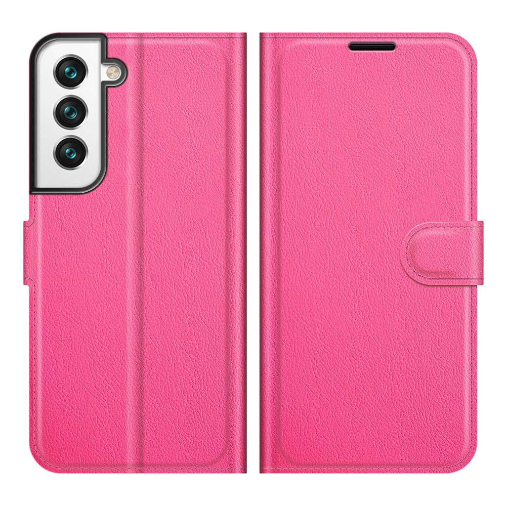  Samsung Galaxy S22 Plus Fodral Litchi Textur Rosa