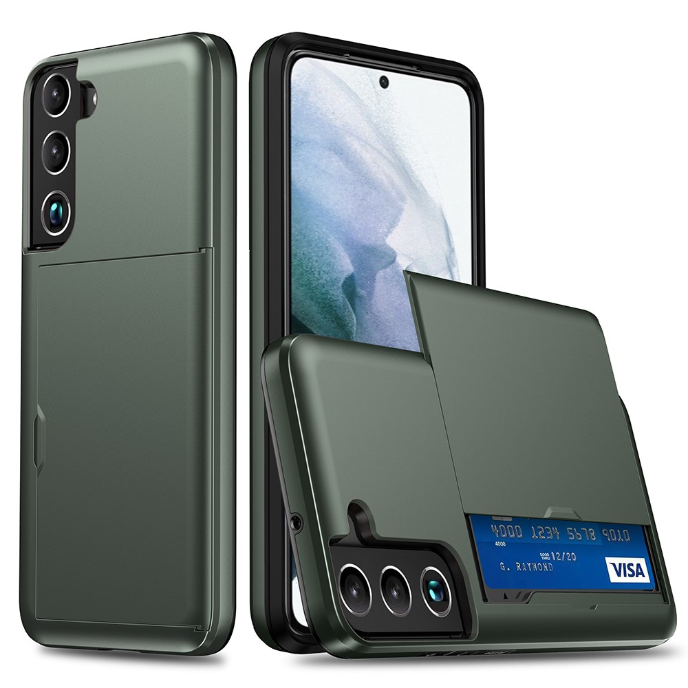  Samsung Galaxy S22 Plus Skal Hybrid Med Kortfack Mörk Grön